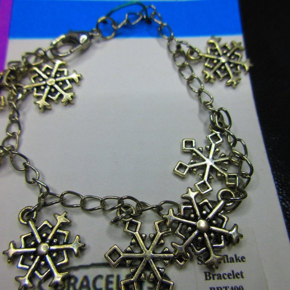 Snowflake Charm Jewelry Bracelet Adjustable Lobster Claw Clasp - Picture 2 of 4